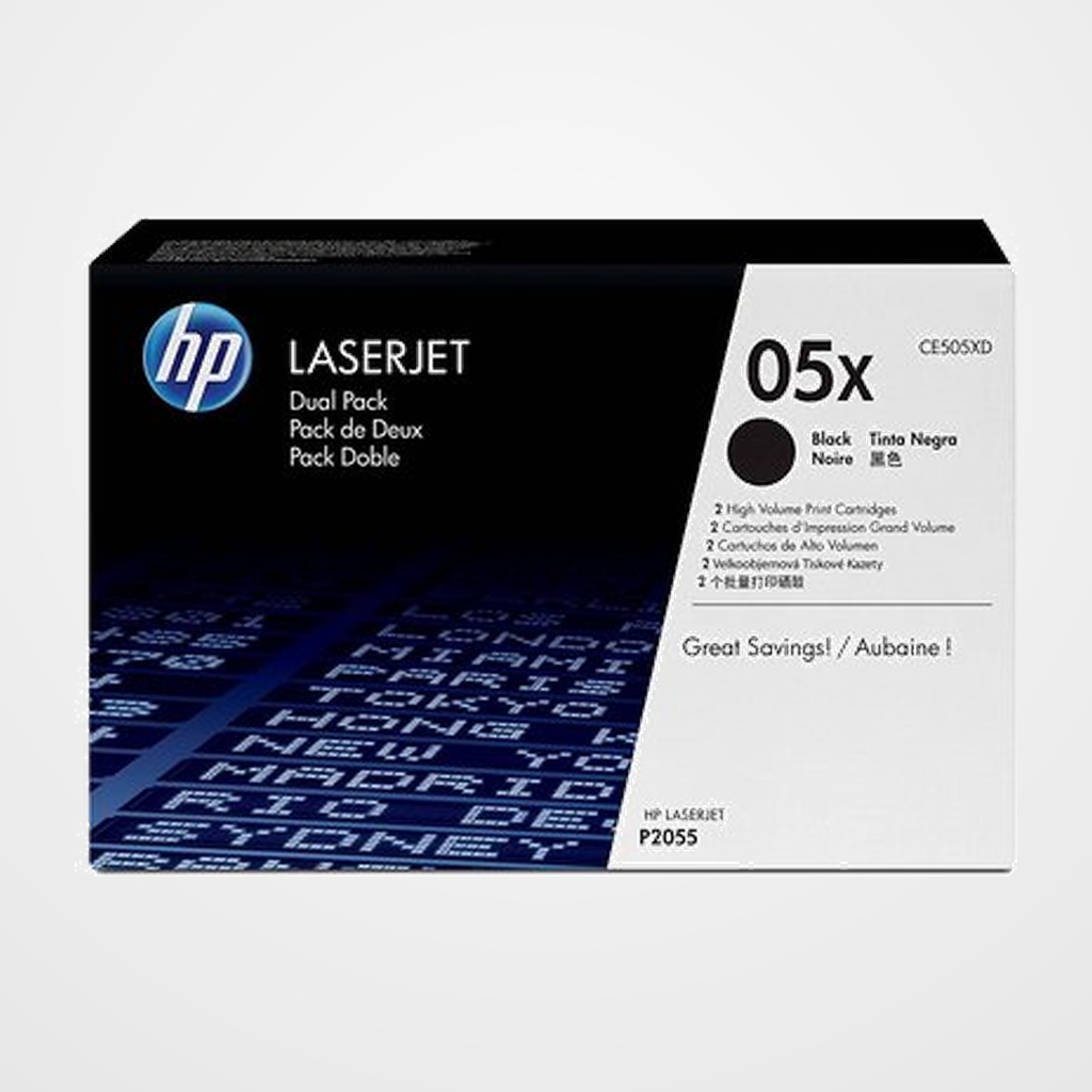 TONER HP Nº05X CE505XD LASERJET P2055D/2055DN/2050D/2050 NEGRO 6.000 PÁG. (PACK 2 UD.)