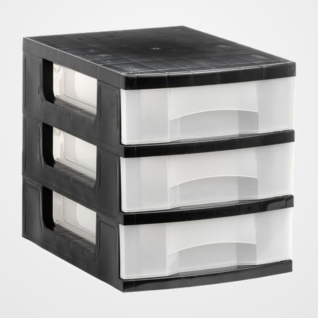 TORRE DE ALMACENAJE 3 CAJONES ARCHIVO 2000  CRISTAL TRASLUCIDO