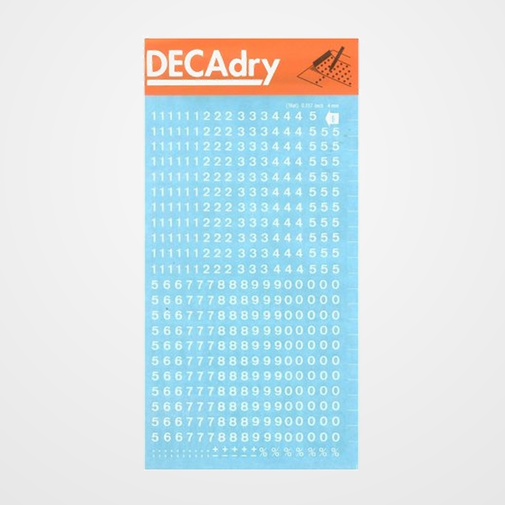 TRANSFERIBLE APLI (sobre 1h) NUMEROS 4mm. BLANCO