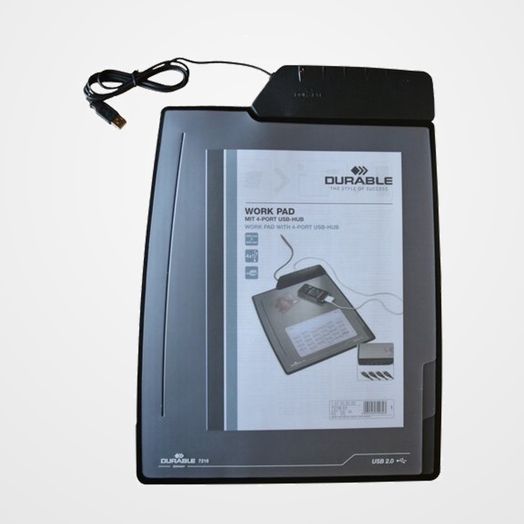 VADE SOBREMESA DURABLE CON 3 SEPARADORES Y PUERTOS USB