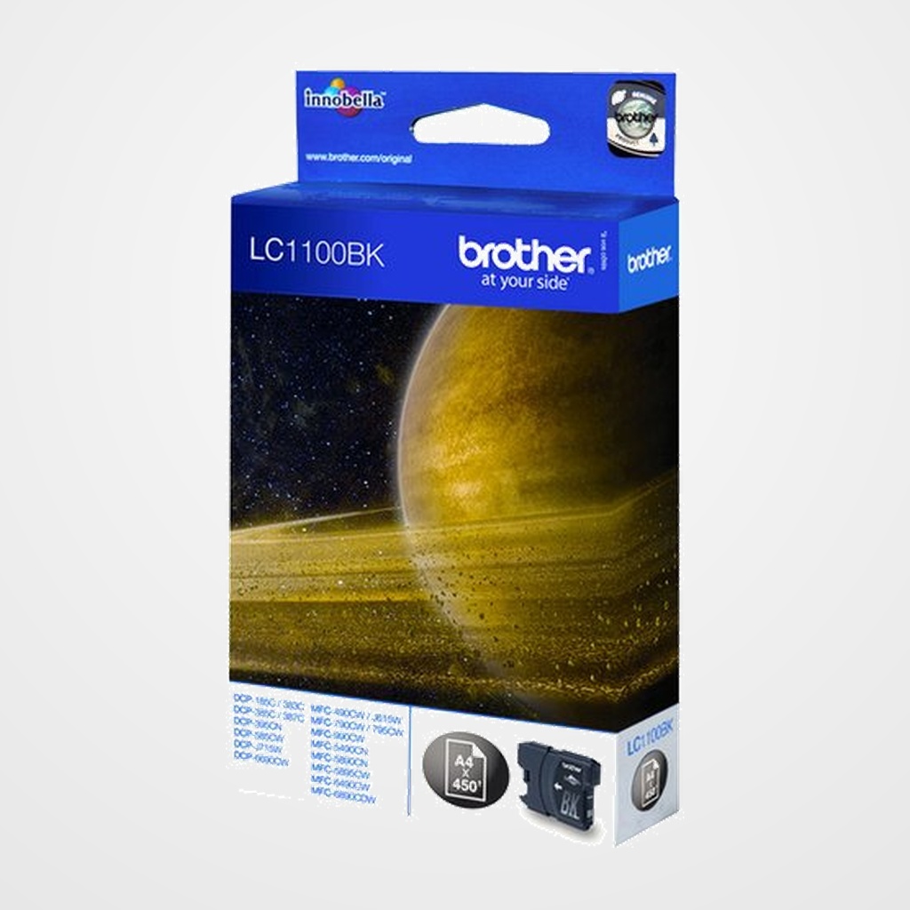 CART.IJ. BROTHER LC 1100BK NEGRO  MFC-6490CW/490CW/990CW/790CW/5890CN/5490CN/DCP-385C/6690C/585CW (450 PAG.)