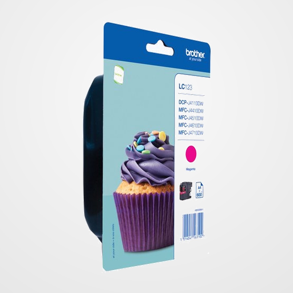 CARTUCHO INKJET BROTHER LC-123MBP MAGENTA  DCP-J4110DW, MFC-J4410DW/MFC-J4510DW/MFC-4610DW/MFC-4710DW  (600 PAG.)
