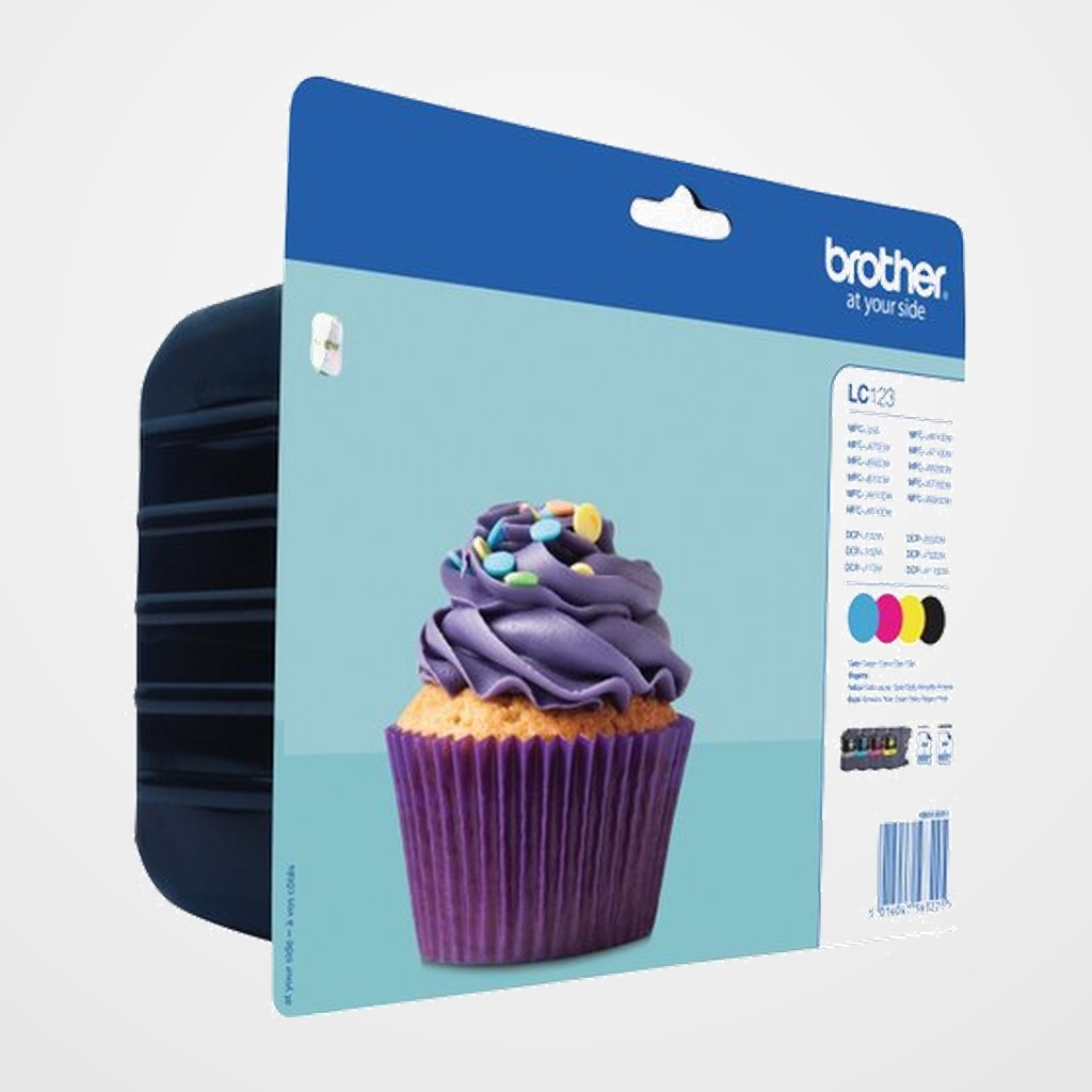 CARTUCHO INKJET BROTHER LC-123VALBP MULTIPACK (4 COLORES) DCP-J4110DW, MFC-J4410DW/MFC-J4510DW/MFC-4610DW/MFC-4710DW  (600 PAG.)