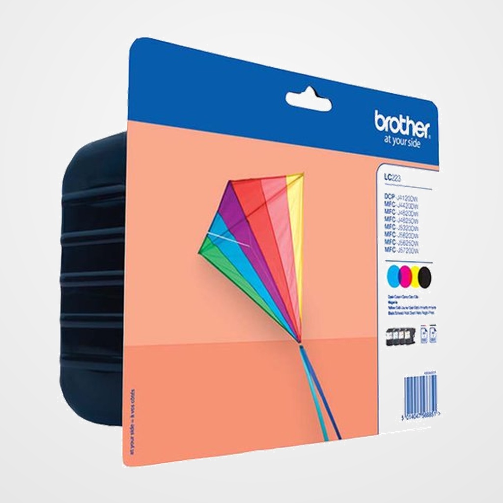 CARTUCHO INKJET BROTHER LC-223VALBP MULTIPACK (4 COLORES) DCP-J4120DW, MFC-J4420DW/J4620DW/J4625DW/J5320DW/J5620DW/J5625DW/J5720DW (550 PAG.)