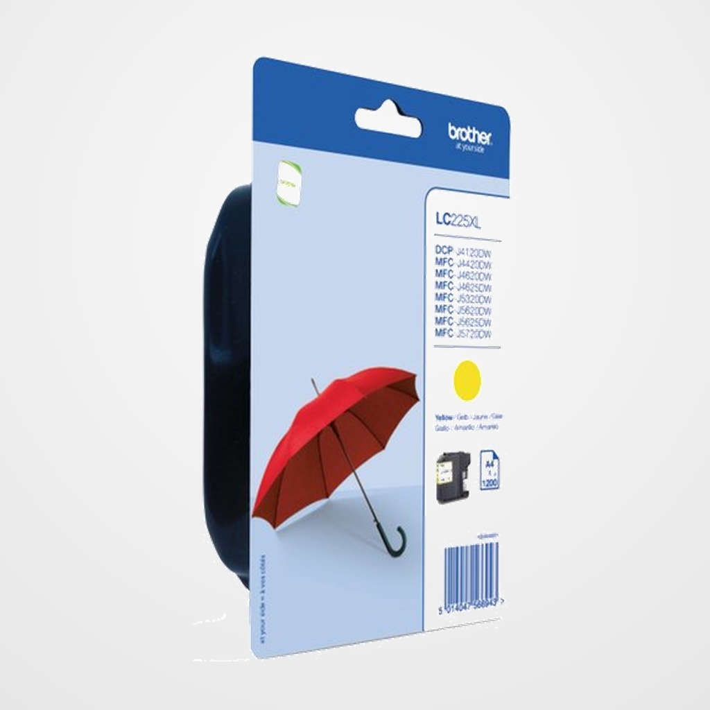 CARTUCHO INKJET BROTHER LC-225XLYBP DCP-J4120DW, MFC-J4420DW/J4620DW/J5620DW/J5625DW/J5720DW AMARILLO (1.200 PAG.)