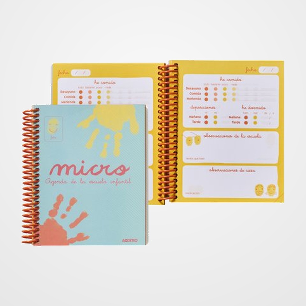 AGENDA ESCOLAR ADDITIO MICRO INFANTIL NO FECHADA ESPIRAL tapa PP 160x135 (0-3 AÑOS)