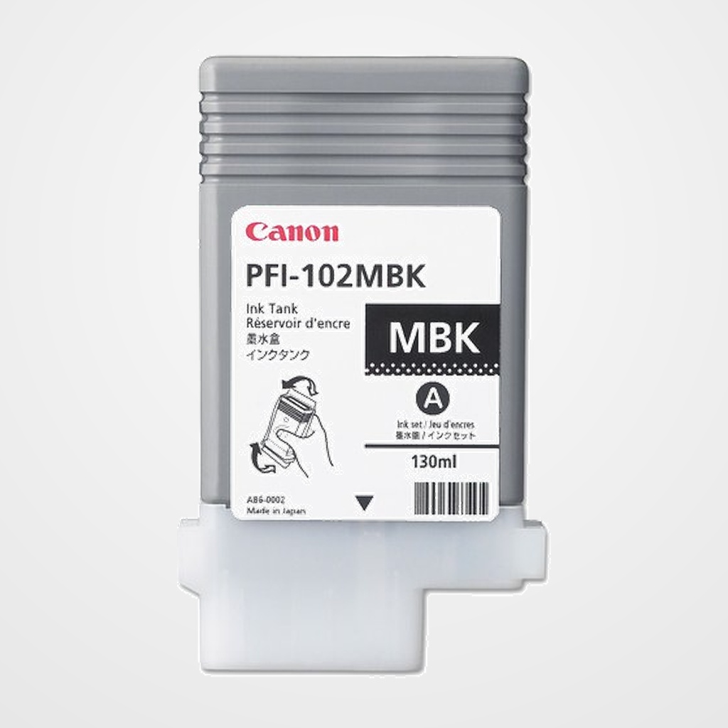 CONS. PLOTTER CANON PFI102MBK DEP.TINT.NEGRA MATE PIGMENTADA (130 ML) (0894B001AA)