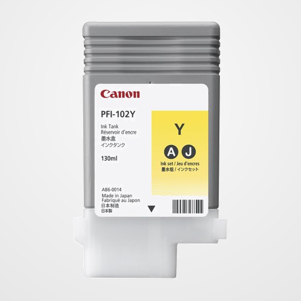 CONS. PLOTTER CANON PFI102Y  iPF650/iPF655/iPF750/iPF755/iPF760/iPF765 DEP.TINT.AMARILLA COLORANTE (130 ML) (0898B001AA)