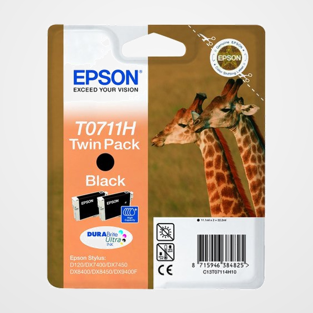 CARTUCHO INKJET EPSON T07114H STYLUS D120/DX7400/7450/8400/8450/9400F OFFICE BX300F/BX600F B1100 NEGRO PACK 2