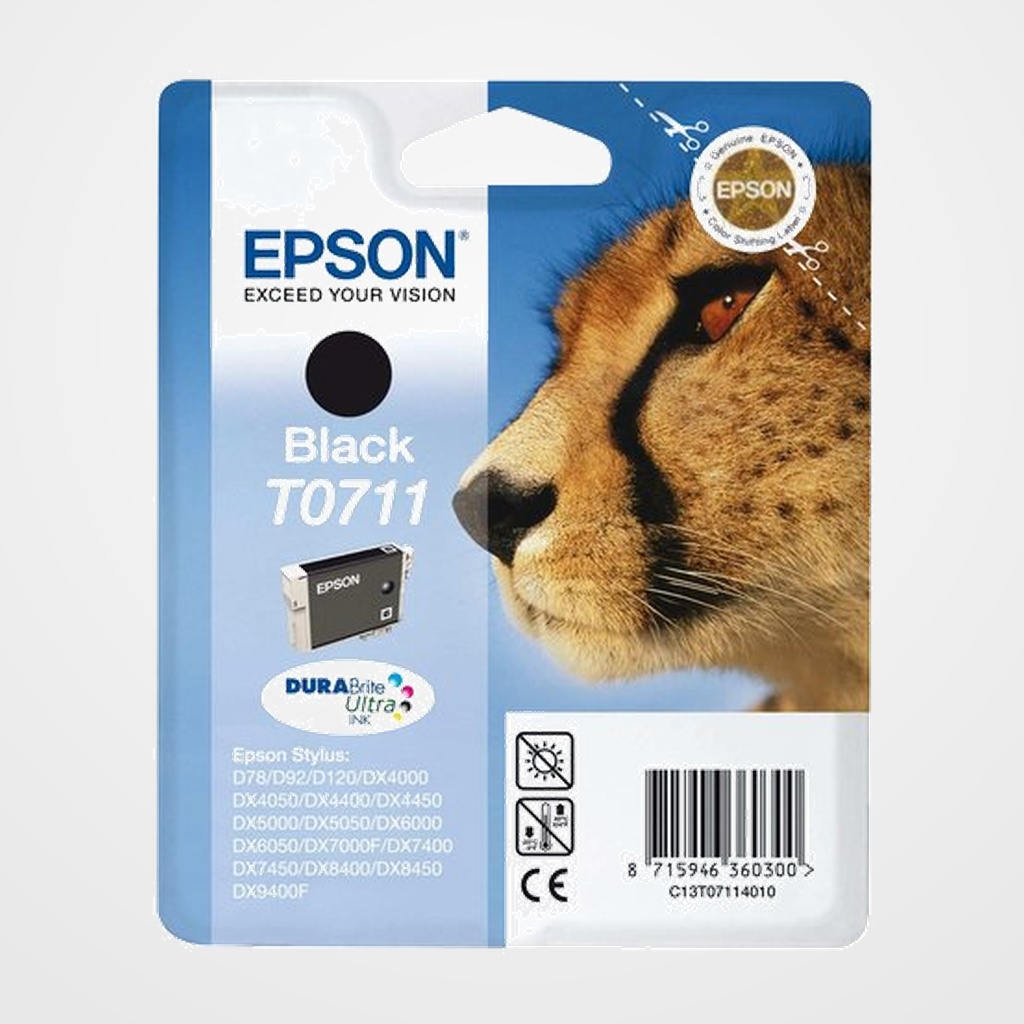 CARTUCHO INKJET EPSON T071140 STYLUS D78/92/120 DX4000/4050/5000/5050/6000/6050/7000F/7400/8400/9400F NEGRO 245 PÁG.