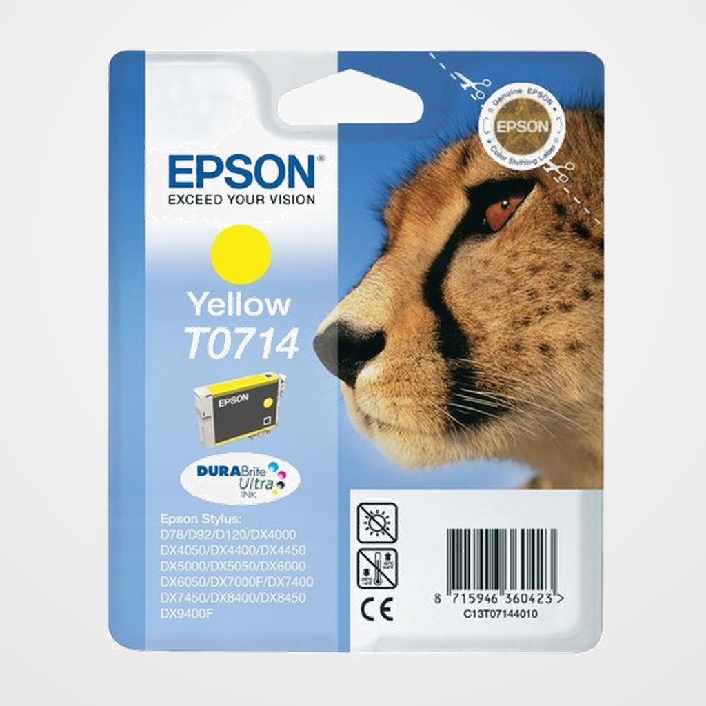 CARTUCHO INKJET EPSON T071440 STYLUS D78/92/120 DX4000/4050/5000/5050/6000/6050/7000F/7400/9400F AMARILLO