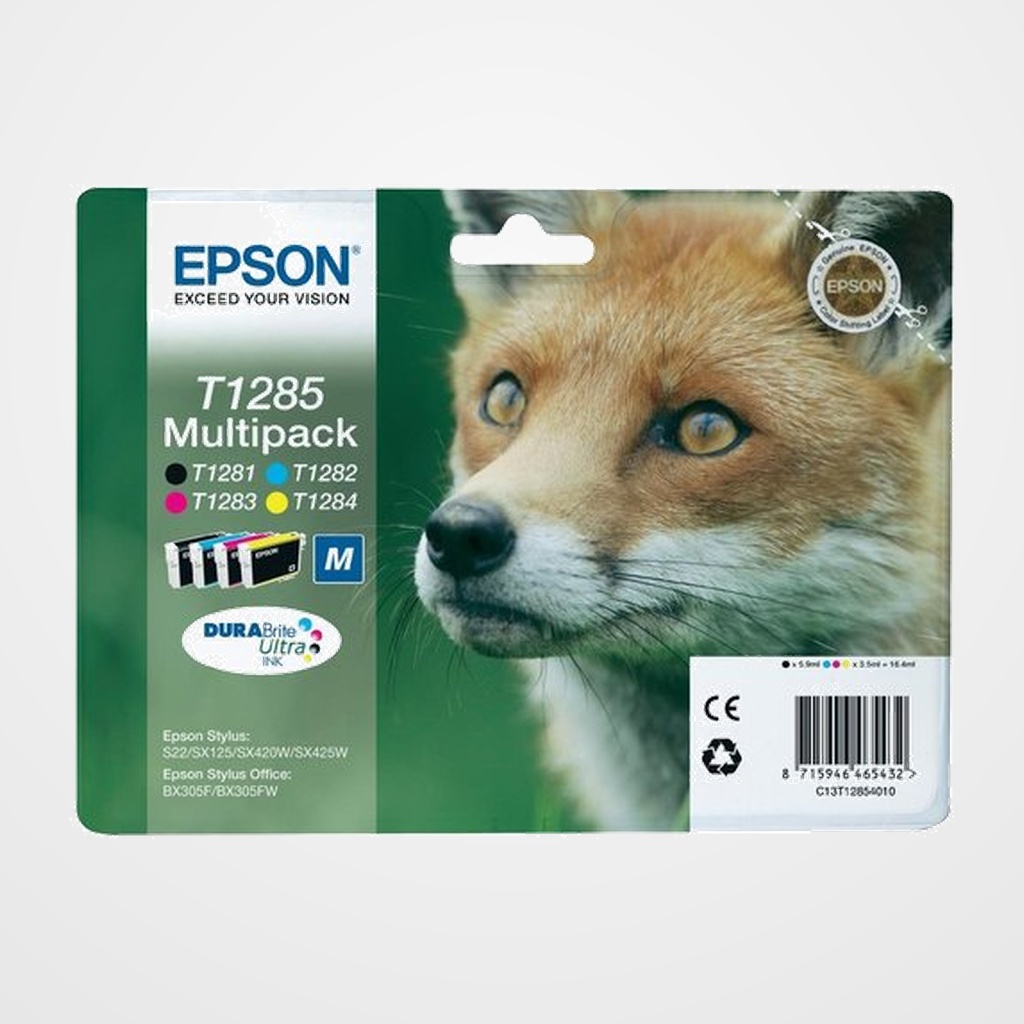 CARTUCHO INKJET EPSON T128540 STYLUS S22/SX125/SX420W/SX425W OFFICE BX305 MULTIPACK DURABRITE (T128140+T128240+T128340+T128440)