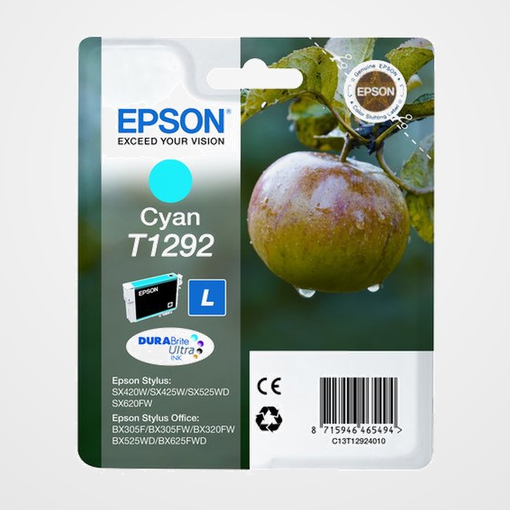 CARTUCHO INKJET EPSON T129240 STYLUS SX420W/425W/525WD/620FW  STYLUS OFFICE BX305/320FW/525WD/625FWD CIAN