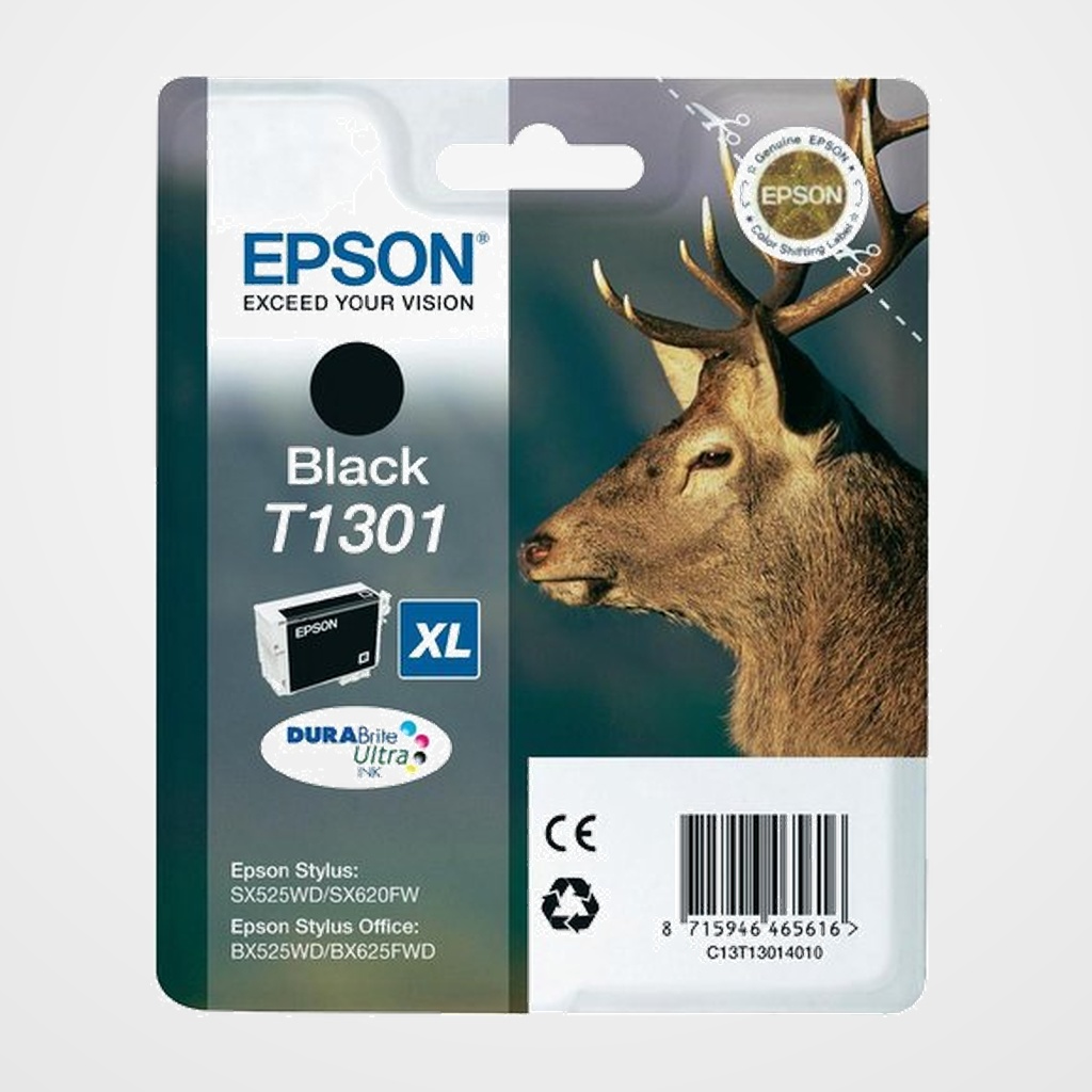 CARTUCHO INKJET EPSON T130140 STYLUS SX525WD/620FW, STYLUS OFFICE BX525WD/625FWD/925FWD, STYLUS OFFICE B42WD NEGRO