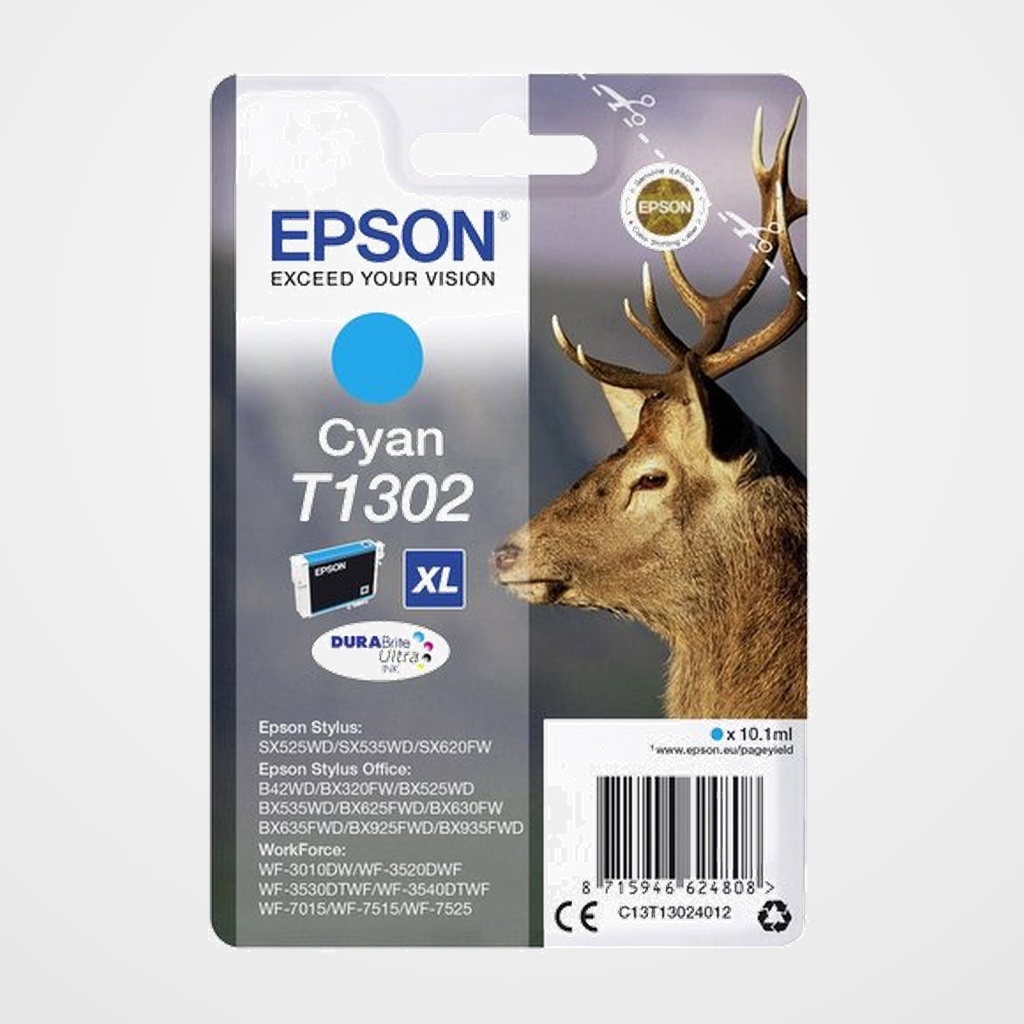 CARTUCHO INKJET EPSON T130240 STYLUS SX525WD/620FW, STYLUS OFFICE BX525WD/625FWD/925FWD, STYLUS OFFICE B42WD CIAN