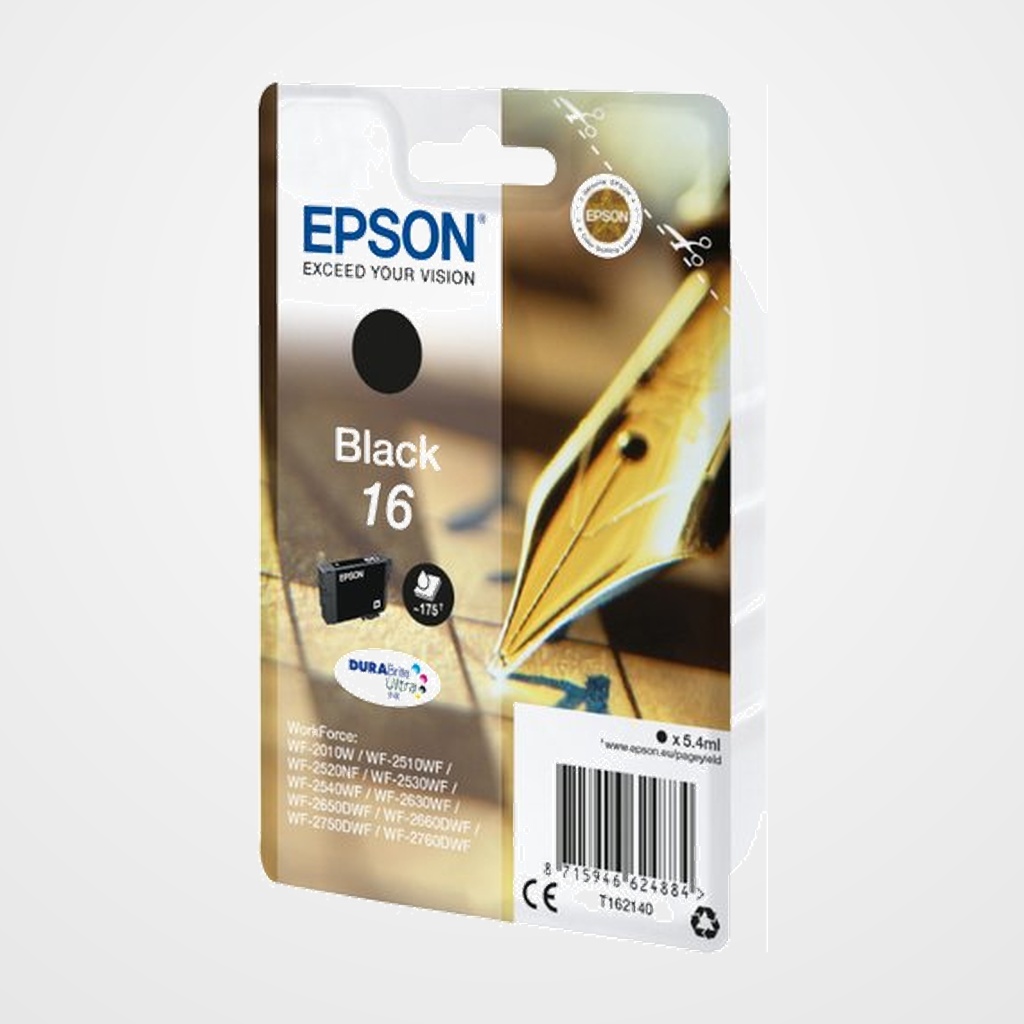 CARTUCHO INKJET EPSON T162140 Nº16 WF-2010W/2510WF/2520NF/2530WF/2540WF NEGRO 5,4 ml