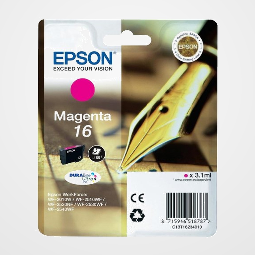 CARTUCHO INKJET EPSON T162340 Nº16 WF-2010W/2510WF/2520NF/2530WF/2540WF MAGENTA 3,1 ml