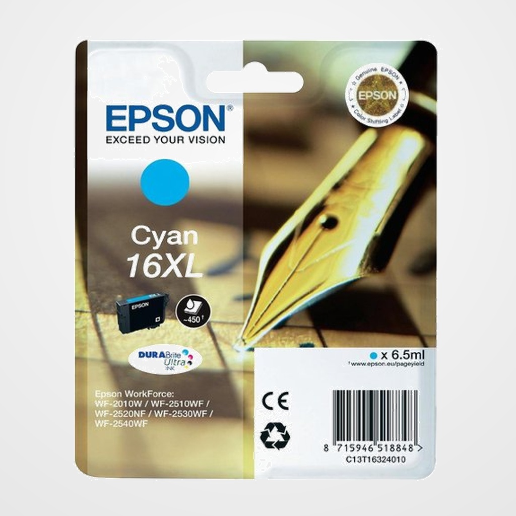 CARTUCHO INKJET EPSON T163240 Nº16XL WF-2010W/2510WF/2520NF/2530WF/2540WF CIAN 6,5 ml
