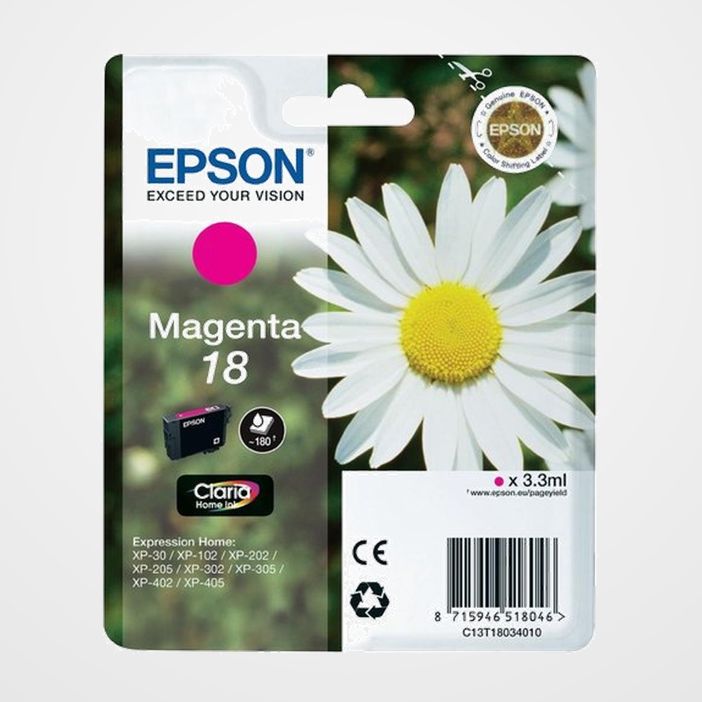 CARTUCHO INKJET EPSON T180340 Nº18 EXPRESSION HOME XP102/205/305/405 MAGENTA 3,3 ml