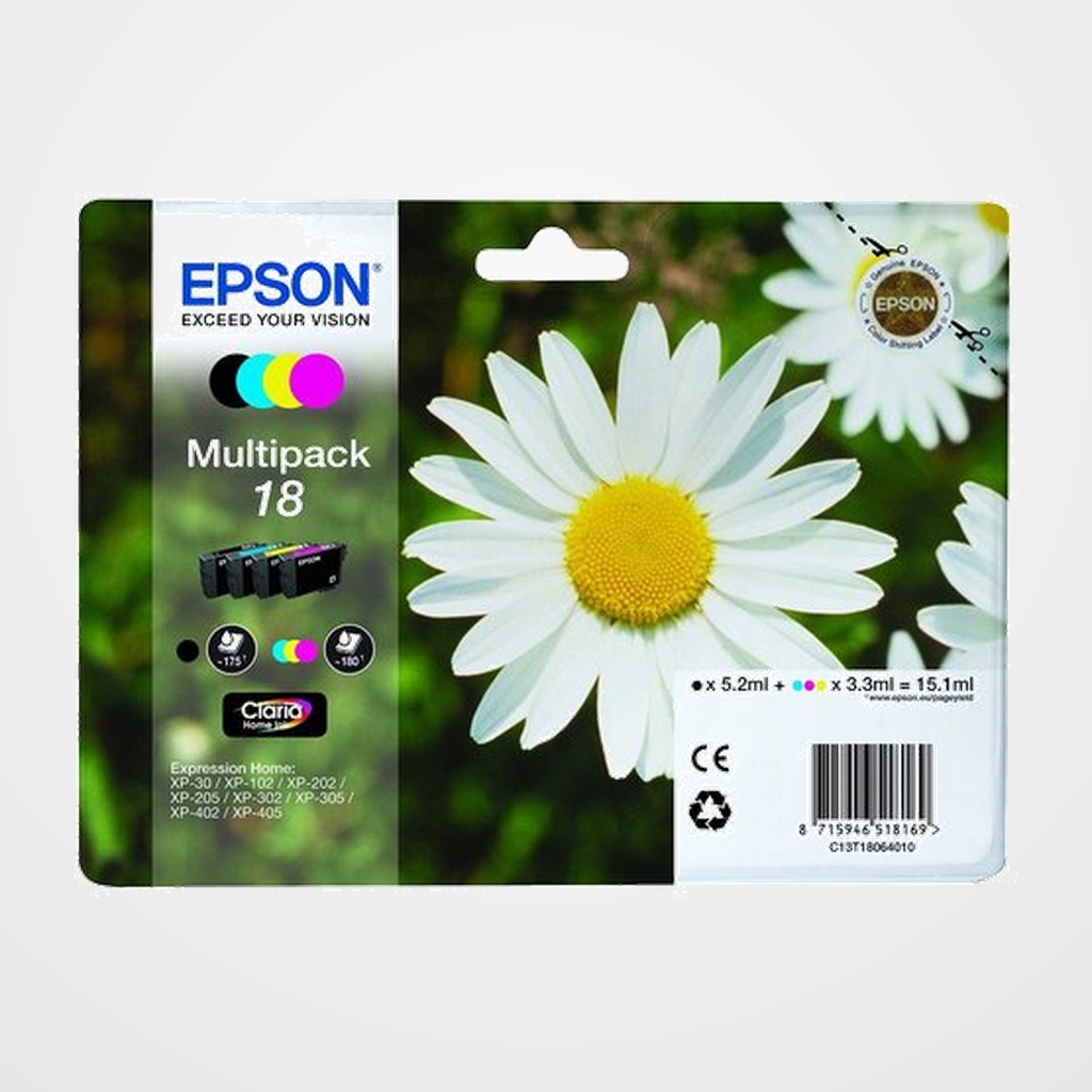 CARTUCHO INKJET EPSON T180640 Nº18 EXPRESSION HOME XP102/205/305/405 MULTIPACK (T180140+240+340+440)