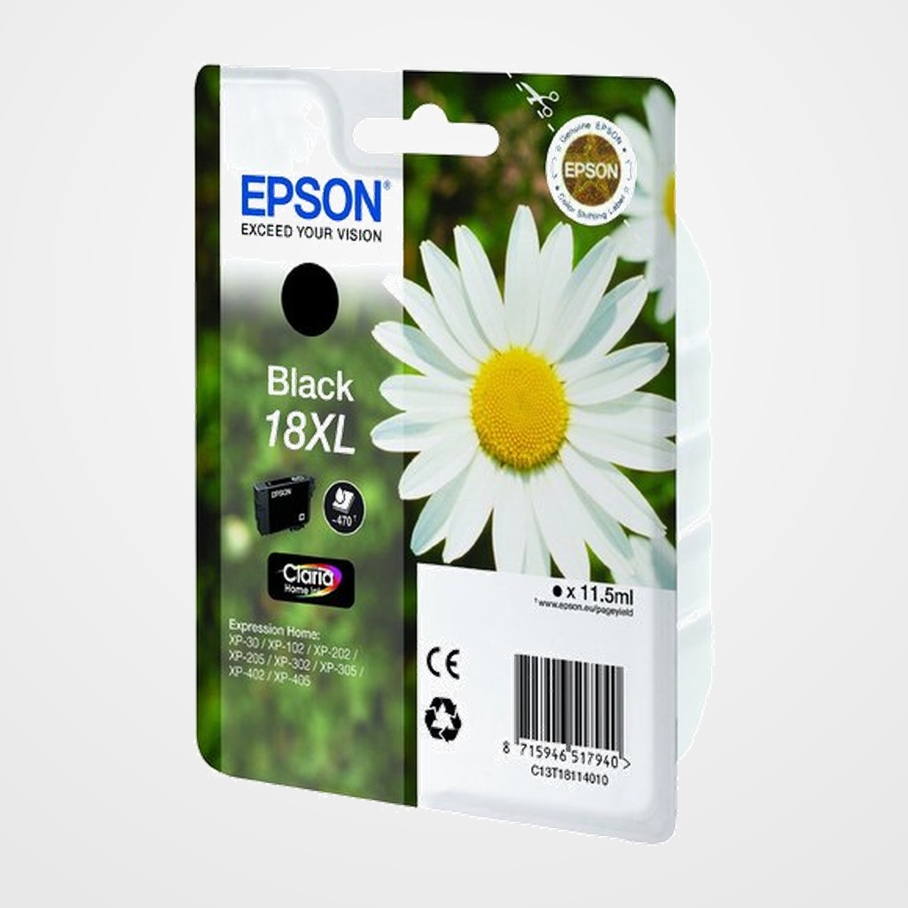 CARTUCHO INKJET EPSON T181140 18XL EXPRESSION HOME XP-102/205/305/405 NEGRO 11,5 ml