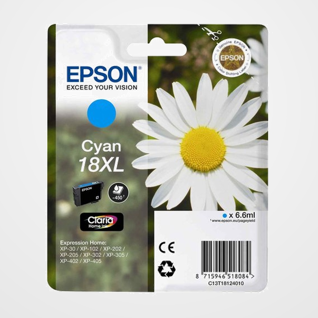 CARTUCHO INKJET EPSON T181240 18XL EXPRESSION HOME XP-102/205/305/405 CIAN 6,6 ml
