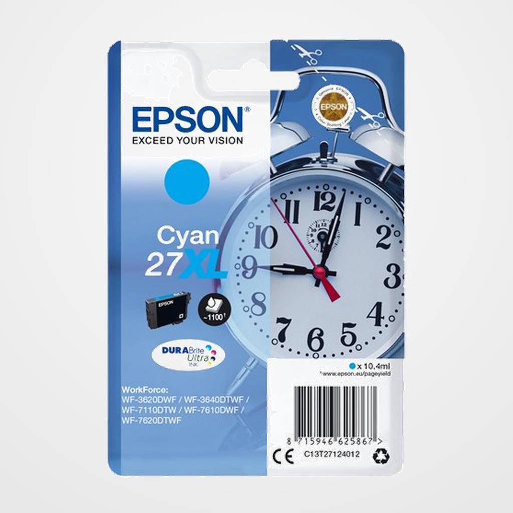 CARTUCHO INKJET EPSON T271240 Nº27XL WORKFORCE WF-3620DWF/3620DWF/3640DTWF/7110DTW/7610DWF/7620DTWF CIAN 10,4ML
