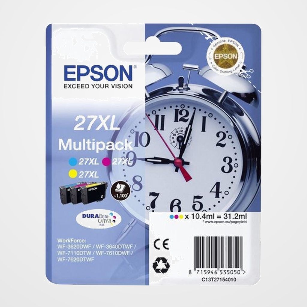 CARTUCHO INKJET EPSON T271540 Nº27XL WORKFORCE WF-3620DWF/3620DWF/3640DTWF/7110DTW/7610DWF/7620DTWF MULTIPACK (T271240+340+440)