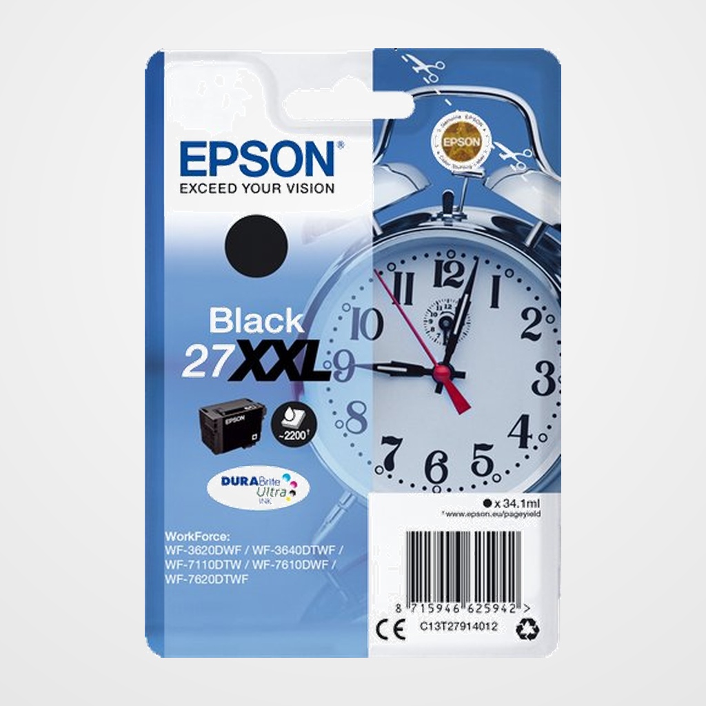 CARTUCHO INKJET EPSON T279140 Nº27XXL WORKFORCE WF-3620DWF/WF-3640DTWF/WF-7110DTW/WF-7610DWF/WF-7620DTWF NEGRO 34,1ML