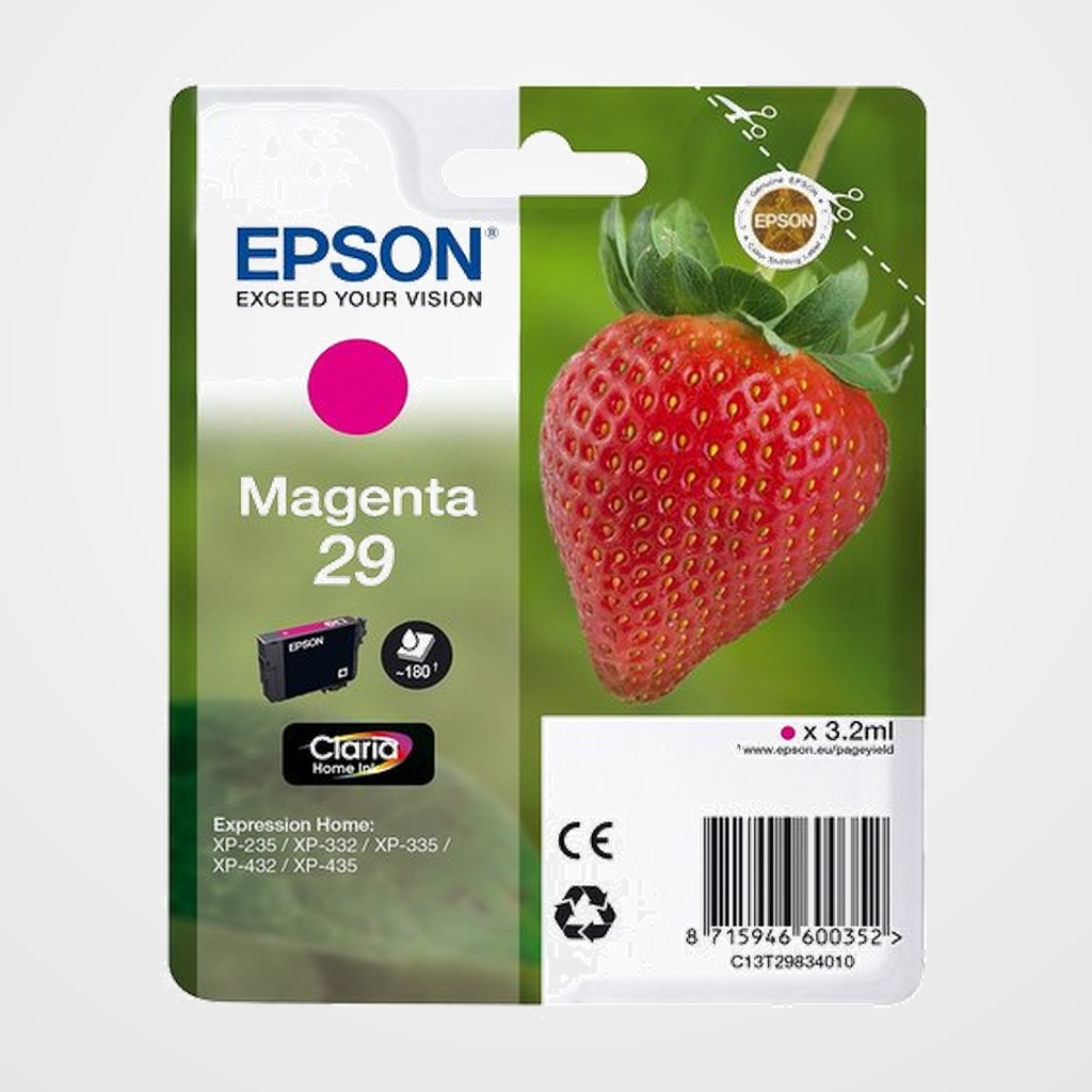 CARTUCHO INKJET EPSON T298340 Nº29 EXPRESSION HOME XP-235/XP-332/XP-335/XP-432/XP-435 MAGENTA 3.2ML