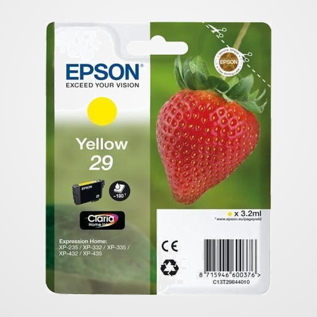 CARTUCHO INKJET EPSON T298440 Nº29 EXPRESSION HOME XP-235/XP-332/XP-335/XP-432/XP-435 AMARILLO 3.2ML