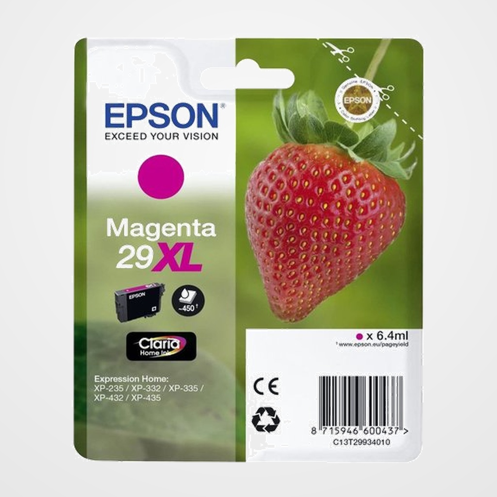 CARTUCHO INKJET EPSON T299340 Nº29XL EXPRESSION HOME XP-235/332/335/432/435 MAGENTA 450 PÁG.