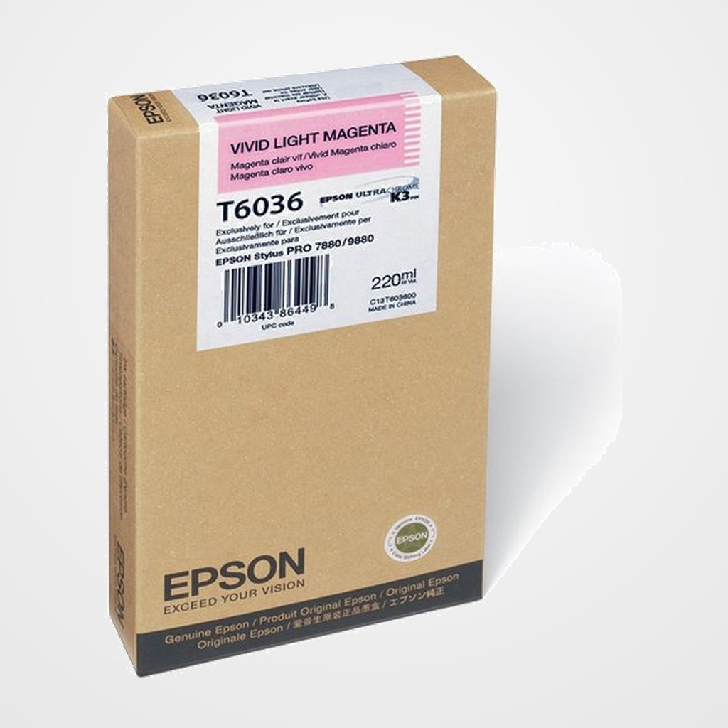 CARTUCHO INKJET EPSON T603600 STYLUS PRO 7800/7880/9800/9880 MAGENTA SUAVE 220ML