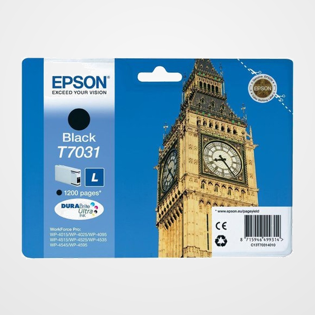 CARTUCHO INKJET EPSON T703140 WORKFORCE PRO WP- 4000/4500/4545DTWF/4525DNF/4015DN/4015DN NEGRO (1200 PAGINAS)