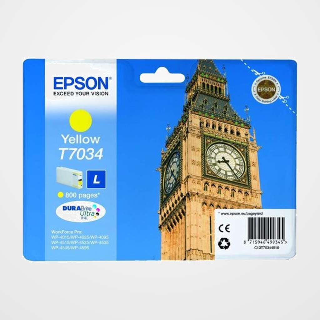CARTUCHO INKJET EPSON T703440 WORKFORCE PRO WP-4000/4500/4545DTWF/4525DNF AMARILLO (800 PAGINAS)