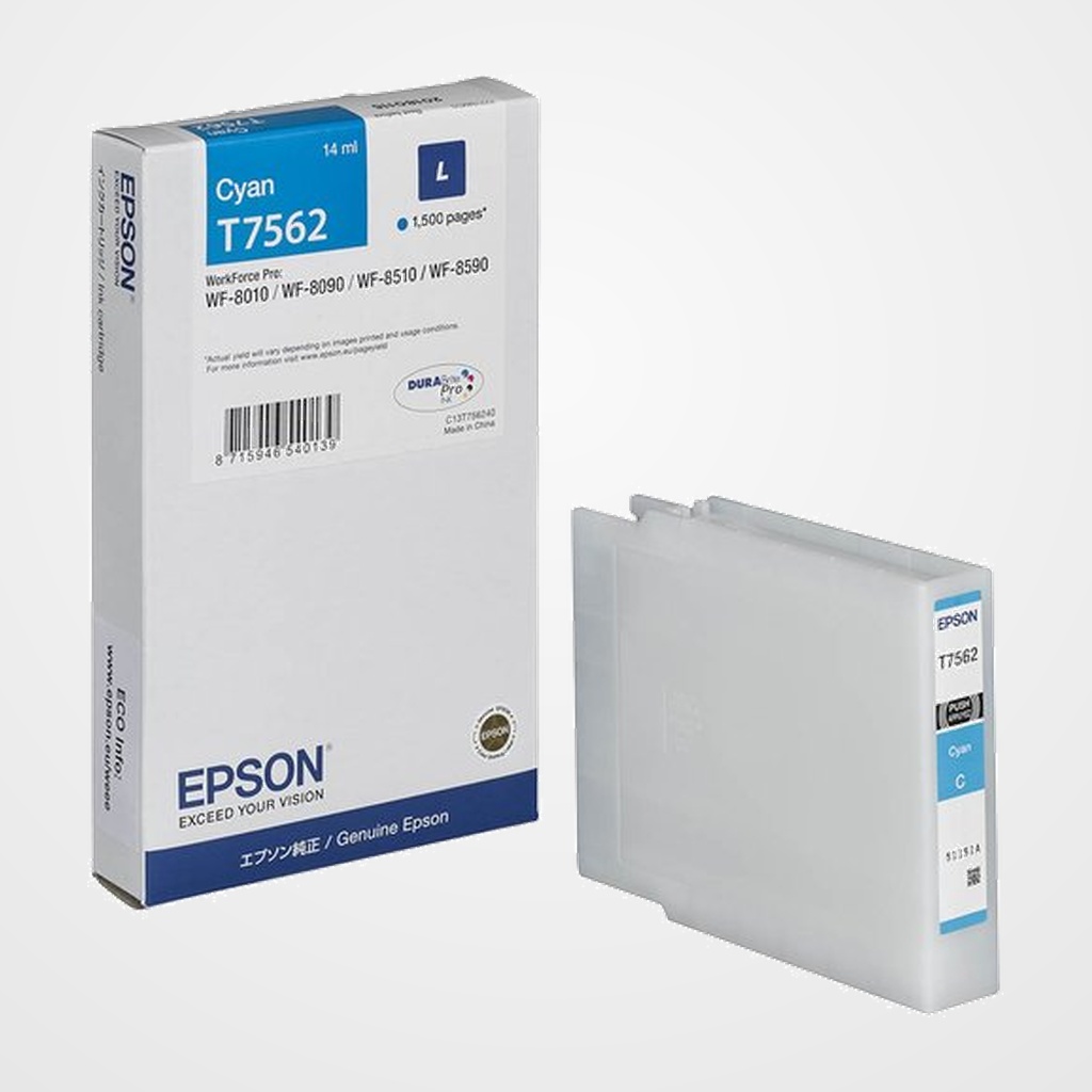CARTUCHO INKJET EPSON T756240 WORKFORCE PRO WF-8010/8090/8090 D3TWC/8510/8590/8590 D3TWFC CIAN 14ML