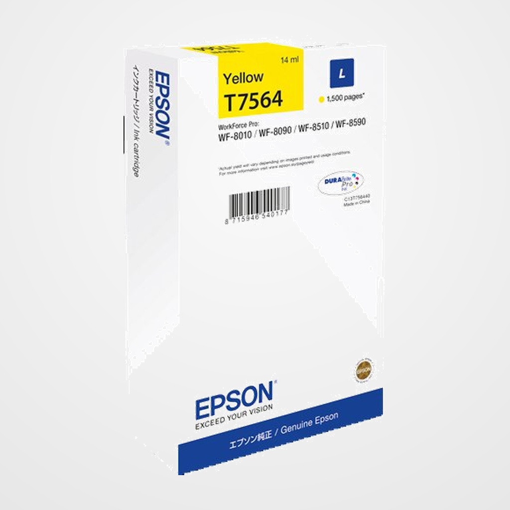CARTUCHO INKJET EPSON T756440 WORKFORCE PRO WF-8010/8090/8090 D3TWC/8510/8590/8590 D3TWFC AMARILLO 14ML