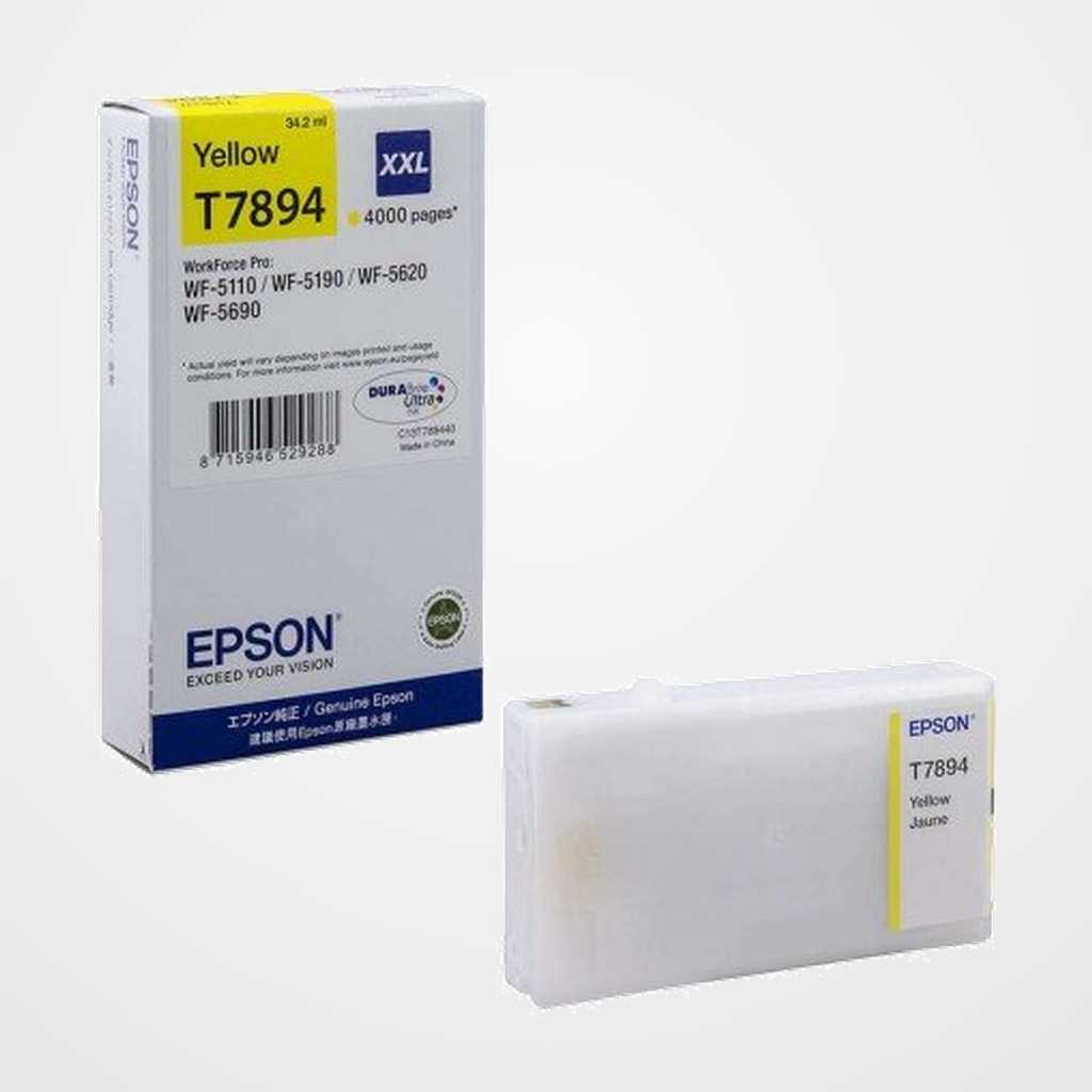 CARTUCHO INKJET EPSON T7894 XXL WORKFORCE PRO WF-4630DWF/WF-4640DTWF/WF-5110DW/WF-5190DW/WF-5620DWF/WF-5690DWF AMARILLO 4.000 PÁG.