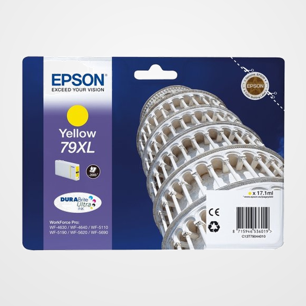 CARTUCHO INKJET EPSON T790440 Nº79XL WORKFORCE PRO WF-4630DWF/WF-4640DTWF/WF-5110DW/WF-5190DW/WF-5620DWF/WF-5690DWF AMARILLO 17,1 ml