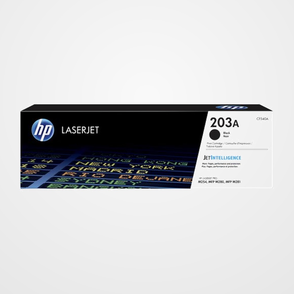 TONER HP Nº 203A CF540A LASERJET PRO M254DW/M254NW/MFP M280NW/M281FDN/M281fDW NEGRO 1.400 PÁG.
