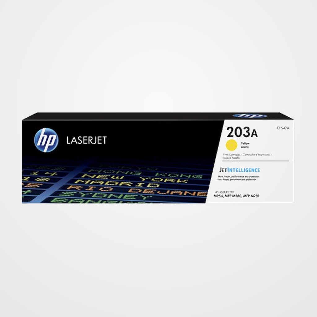 TONER HP Nº 203A CF542A LASERJET PRO M254DW/M254NW/MFP M280NW/M281FDN/M281fDW AMARILLO 1.300 PÁG.