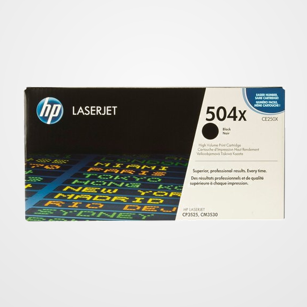 TONER HP Nº 504X CE250X LASERJET CM3530/CM3530FX/CP3525/CP3525DN/CP3525N/CP3525X/CP3527/CP3529 NEGRO 10.500 PÁG.