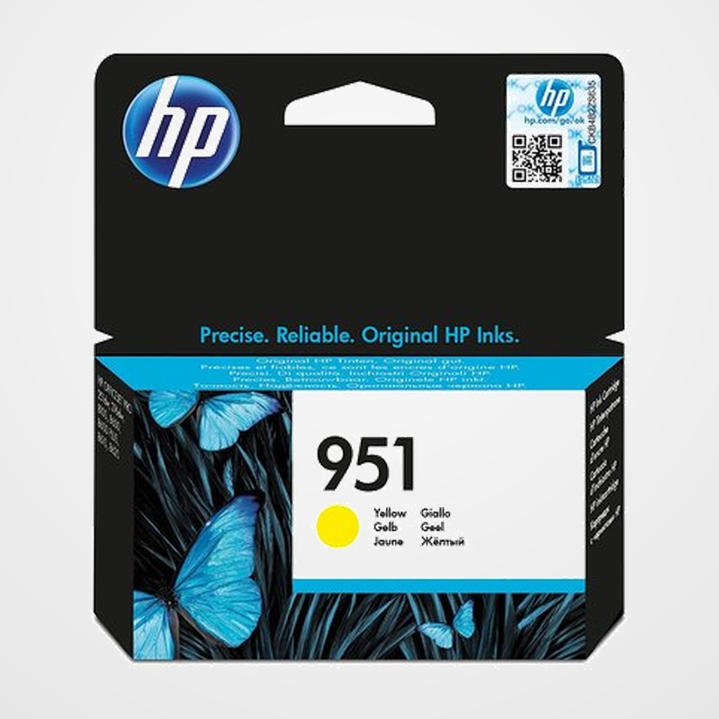 CARTUCHO INKJET HP CN052AE Nº951 OFFICEJET PRO 251DW/276DW MFP, 8100 EPRINTER, 8100 EPRINTER N811A, 8600 N911A/8600 PLUS N911G/8600 PREMIUM N911N/8610/8620/8625/8630 AMARILLO 700 PÁG.