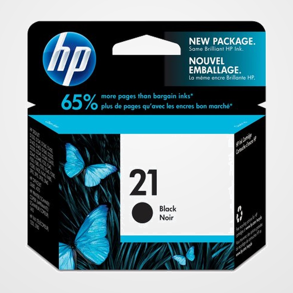 CARTUCHO INKJET HP C9351AE Nº21 DESKJET 2460/3920/3940, DESKJET D1311/1320/1330/1341/1360/1368/1430/1461/2360/2400, DESKJET F300/350/370/380/2180/2280/3960/4100/4180, PSC 1400, OFFICEJET 1315 NEGRO 5ML