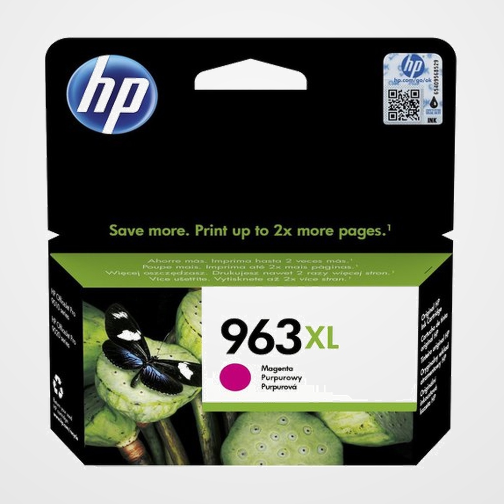 CARTUCHO INKJET HP 3JA28AE Nº963XL OFFICEJET PRO 9010/9012/9013/9014/9015/9016, PREMIER 9020/9022/9023/9025 MAGENTA 1.600 PÁG.