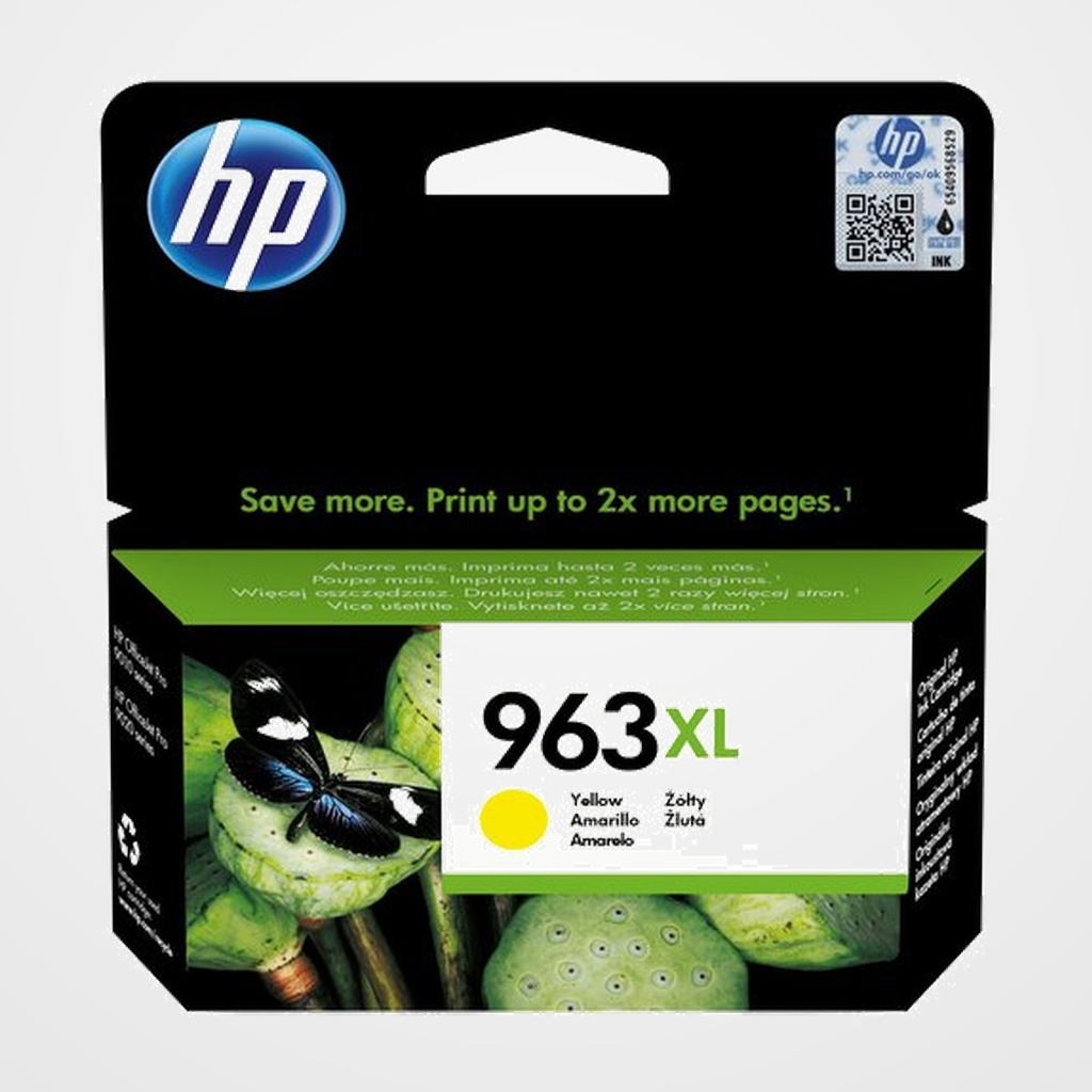 CARTUCHO INKJET HP 3JA29AE Nº963XL OFFICEJET PRO 9010/9012/9013/9014/9015/9016, PREMIER 9020/9022/9023/9025 AMARILLO 1.600 PÁG.