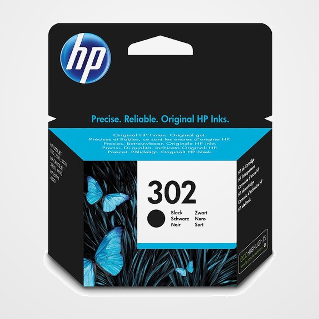 CARTUCHO INKJET HP F6U66AE  Nº302 DESKTOP 1010/2130/3630, ENVY 4520/4522, OFFICEJET 3830/3834/4650 NEGRO 190 PÁG.