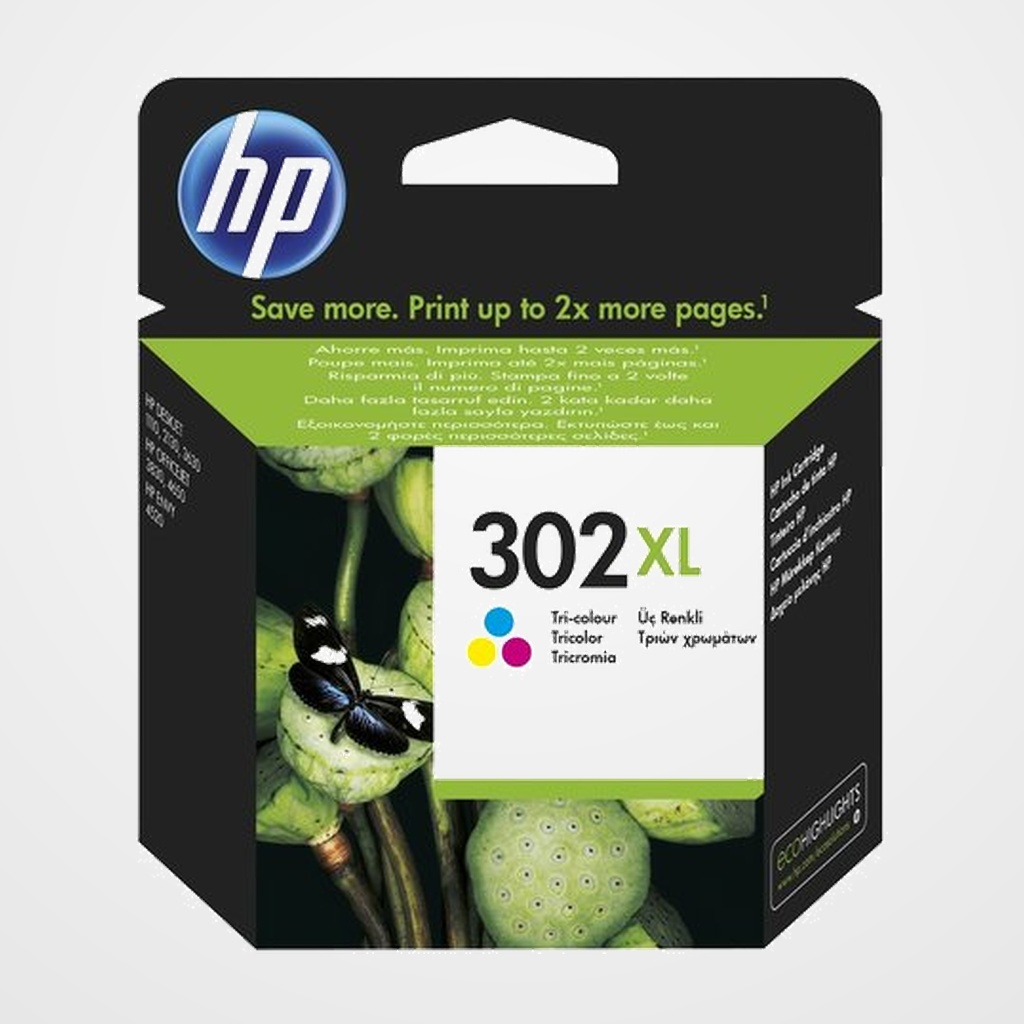 CARTUCHO INKJET HP F6U67AE Nº302XL DESKTOP 1010/2130/3630, ENVY 4520/4522, OFFICEJET 3830/3834/4650 TRICOLOR 330 PÁG.