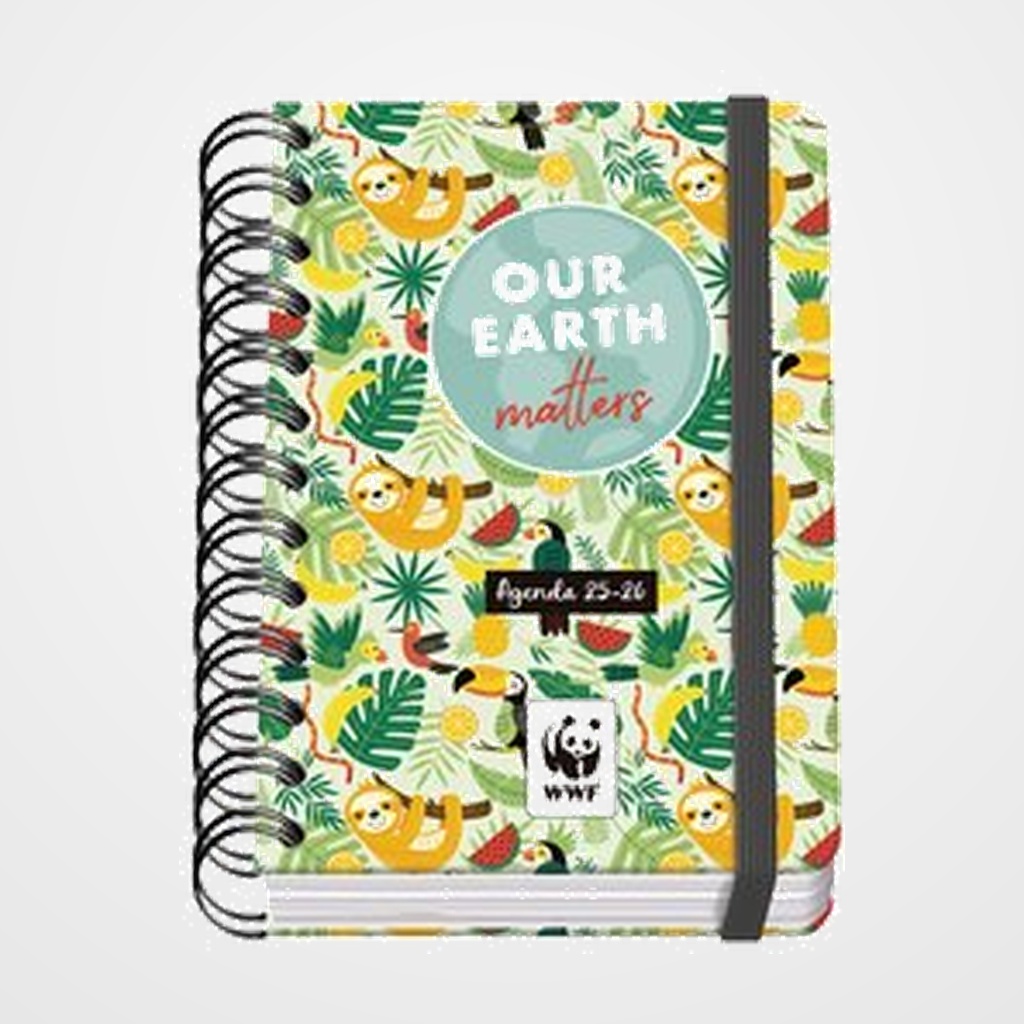[82504022] AGENDA ESCOLAR (2025-26) DOHE PREMIUM WWF TROPIC WIRE-O tapa EXTRA A6 155x215 D/P con GOMA