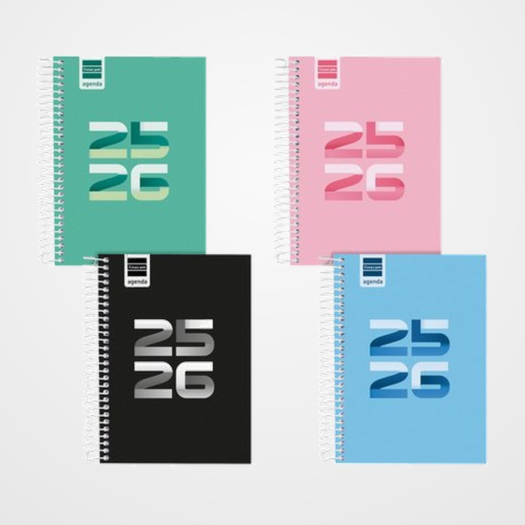 AGENDA ESCOLAR (2025-26) FINOCAM CATALAN COOL ESPIRAL tapa EXTRADURA D/P 8º 120x162 ASSORTIMENT PACK de 8